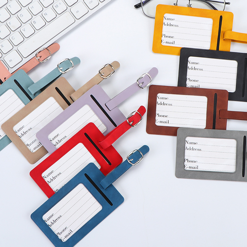 Luggage Tag Leather - Solid Color PU Leather Luggage Tag
