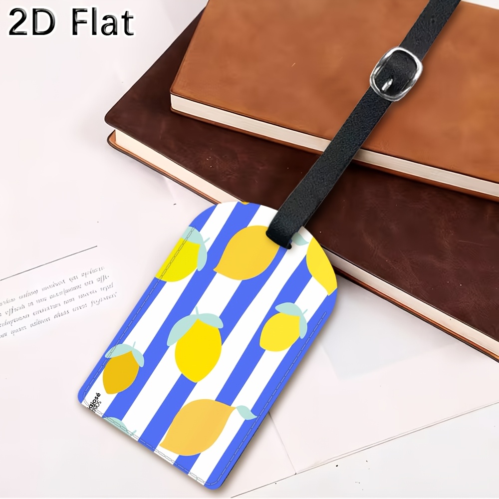 Luggage Tag with Lemon Striped - Luggage Tag Leather recension och pris