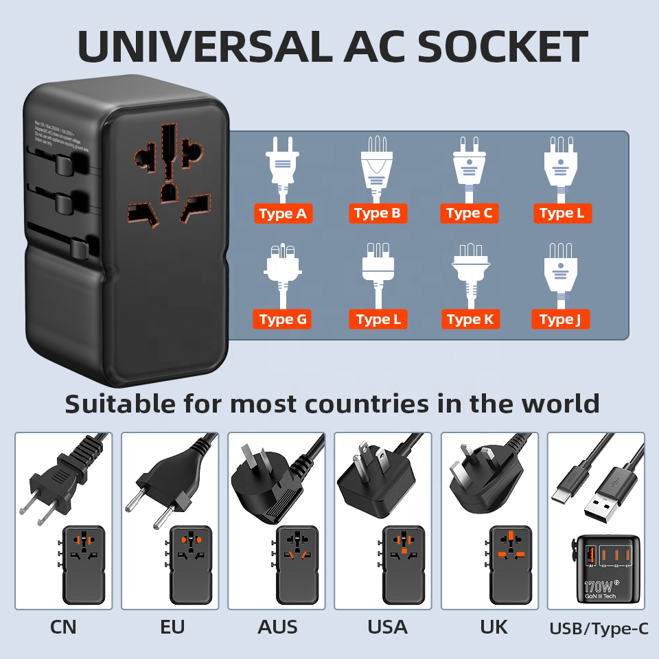 PD 170W Multi Ports Internatio - Travel Adapter Universal recension och pris