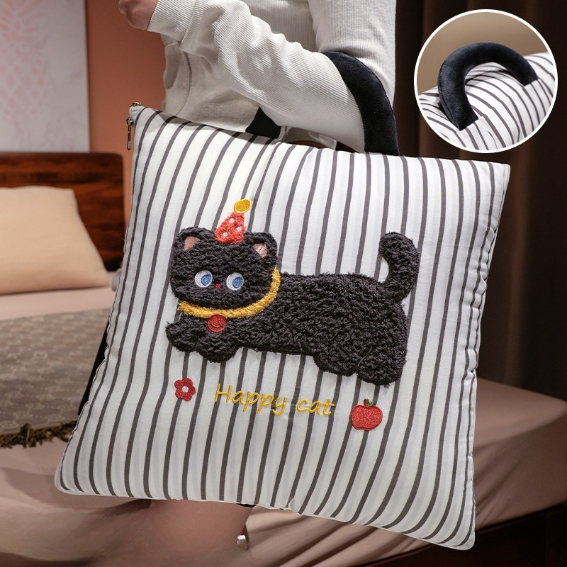 Cartoon Striped Pillow Blanket - Travel Pillow Inflatable recension och pris